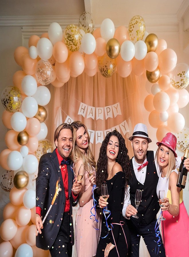 SpecialYou.in مجموعة زينة عيد ميلاد مميزة للبنات بثيم الخوخ - 78 قطعة، بالونات باللون الخوخي والذهبي والأبيض، زينة عيد الميلاد الأول للطفلة، خلفية شبكية لتزيين عيد الميلاد، ستارة خلفية للزينة - Image 4